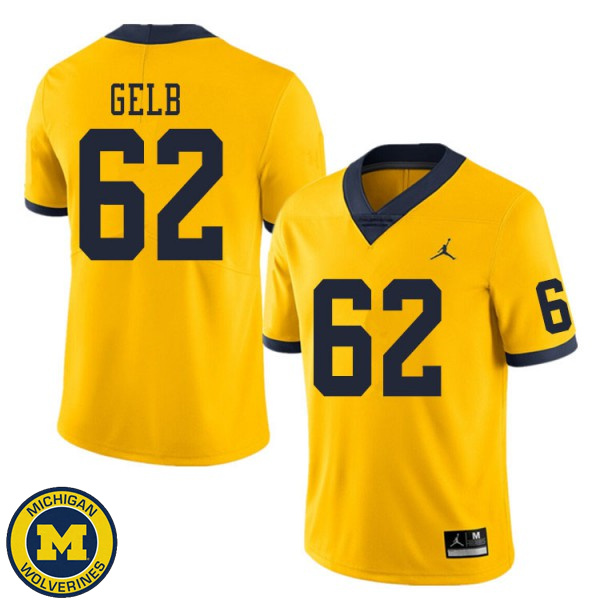 Men Michigan Wolverines #62 Mica Gelb Yellow University Football Jersey